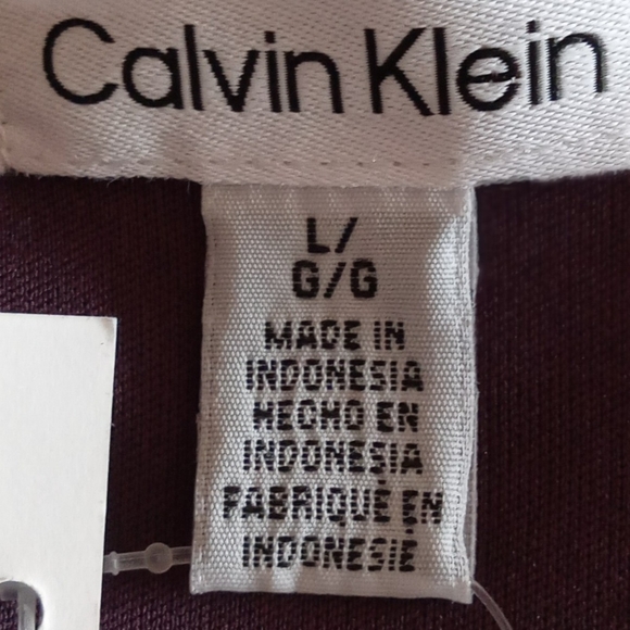 NWT! Calvin Klein Faux Leather Aubergine Padded Shoulder Top SZ L. - Picture 8 of 11